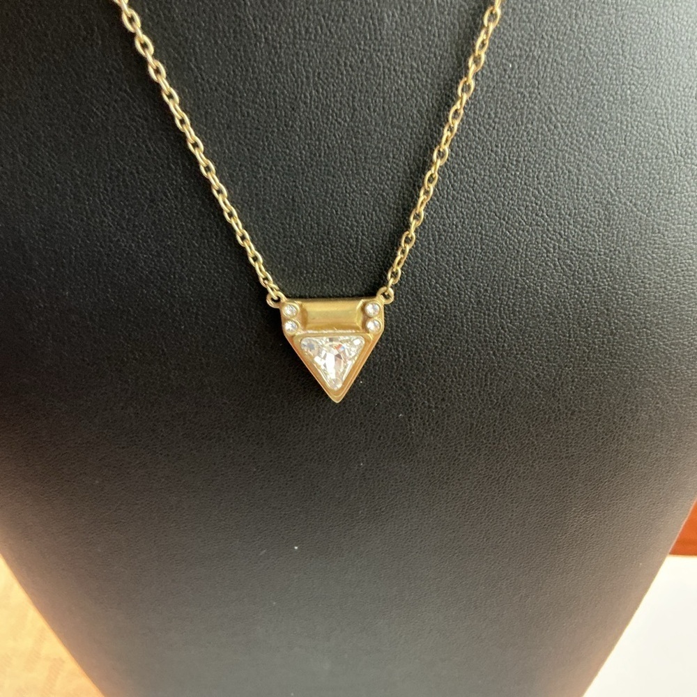 Silpada “KR” Vintage “Crystal Clear” Antique Brass Tone Necklace